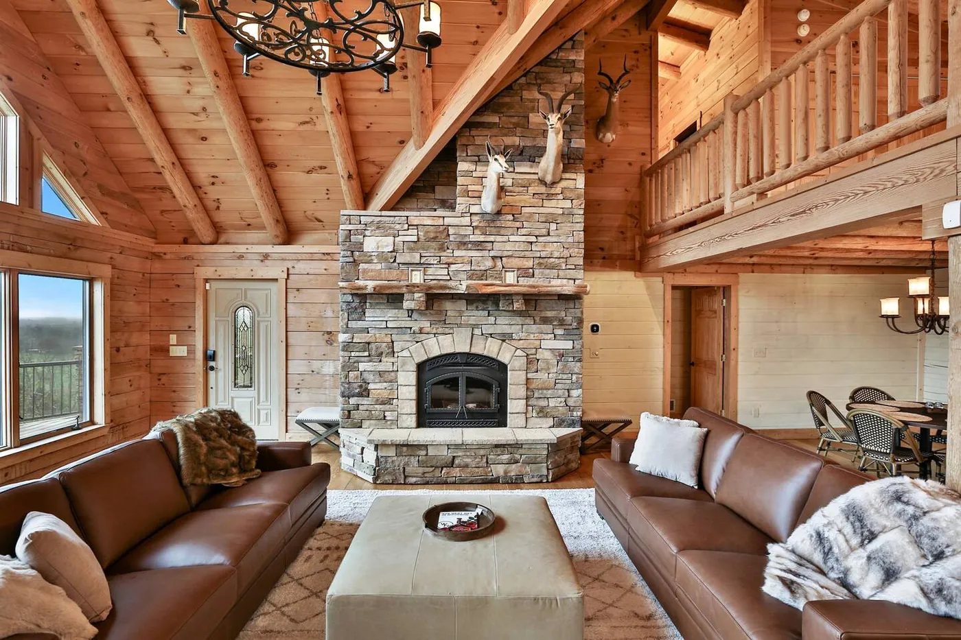 Stone fireplace